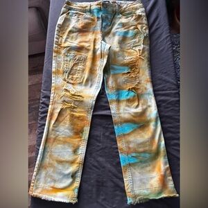 Aeropostale Ankle Straight Tie-Dye Distressed Jeans